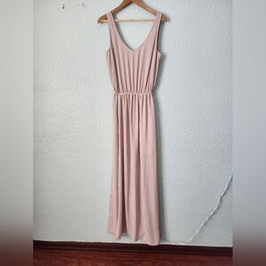 Show Me Your MuMu Soft Cream Tan Pink Sleeveless V-Neck Maxi Dress